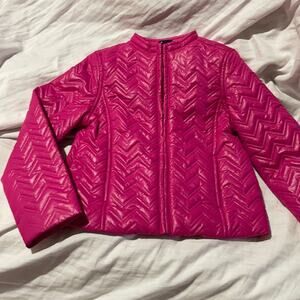 Gymboree s 5/6 hot pink full front zip quilted chevron pattern jacket nwot